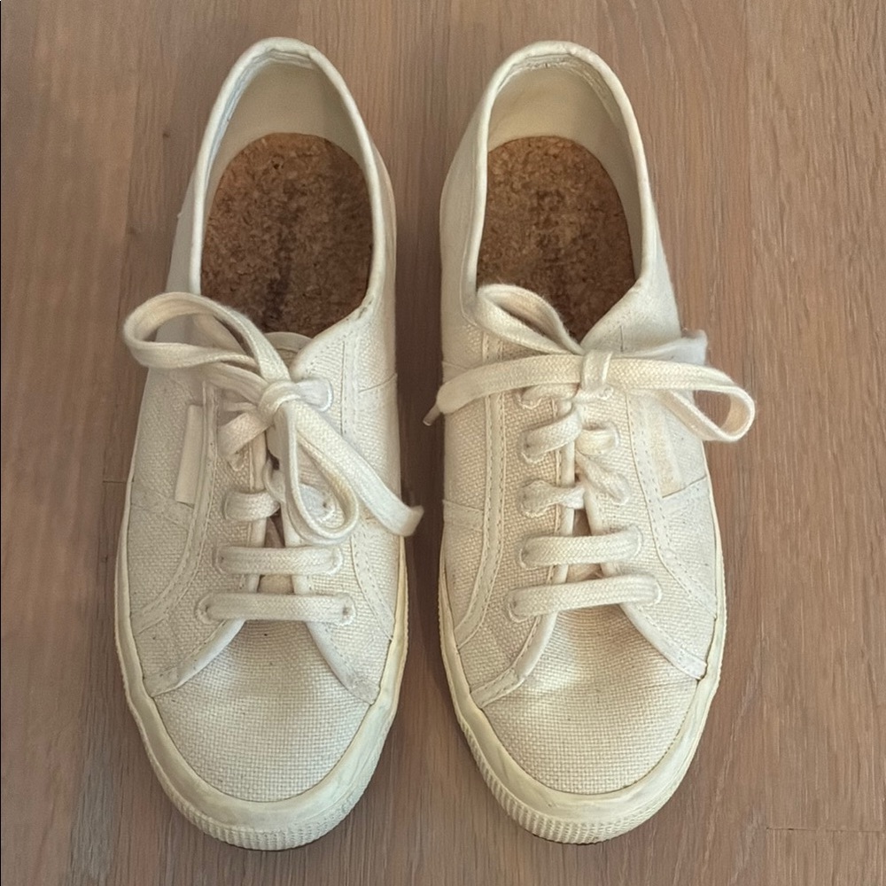 Superga Cream Canvas Sneakers